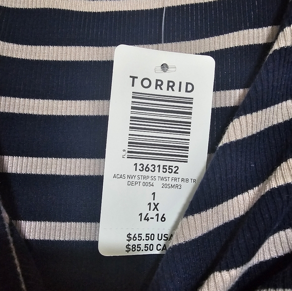NWT Torrid size 1 rib-knit knot front striped midi dress - Picture 2 of 3